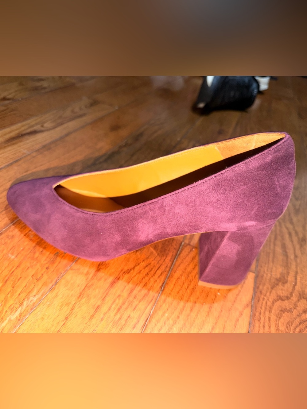 Sezane Purple Suede Block Heel Pumps - Picture 8 of 9